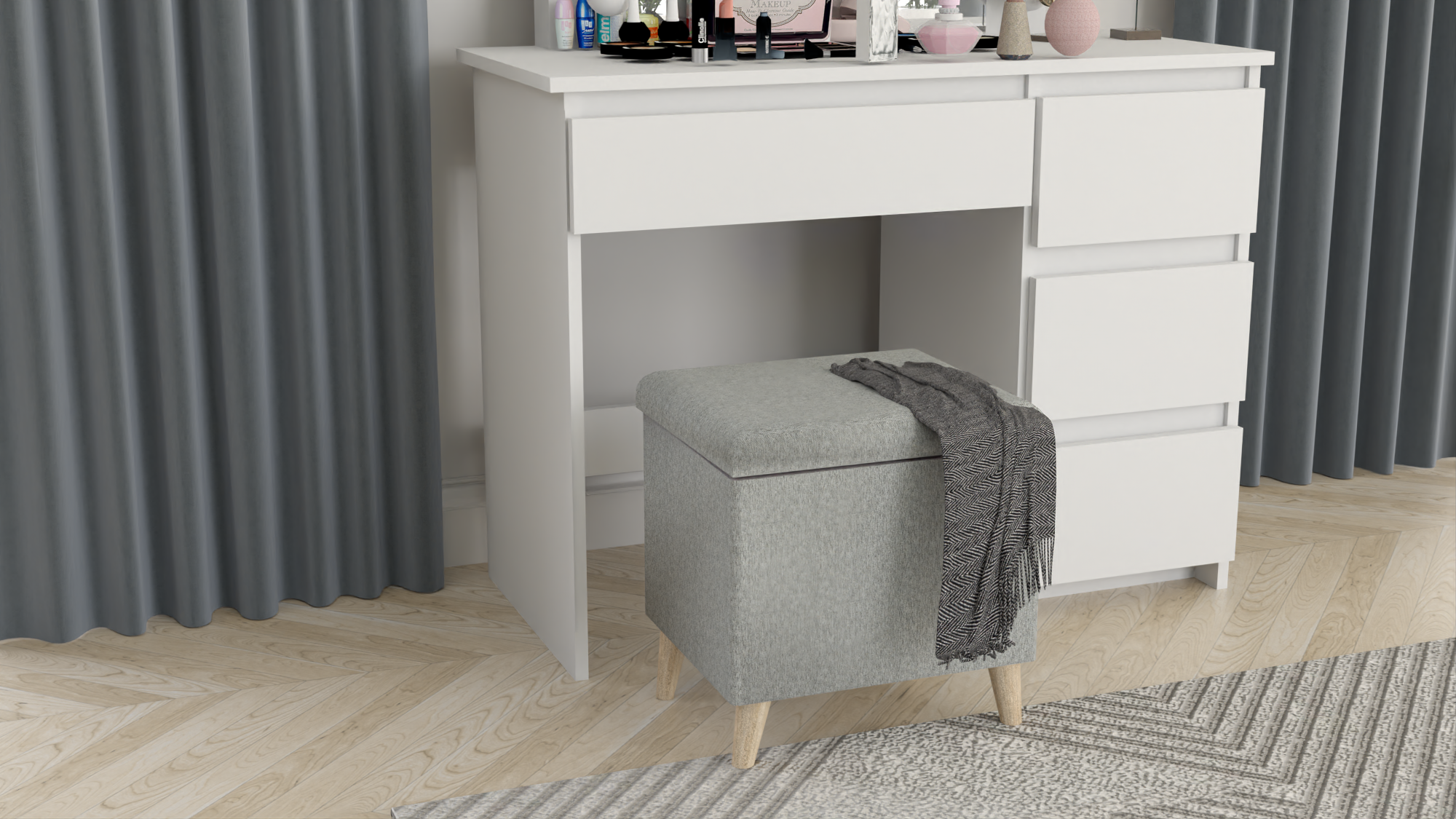 PUFA taboret skrzynia kufer skandynawski BUTELKOWA ZIELEŃ - obrazek 9