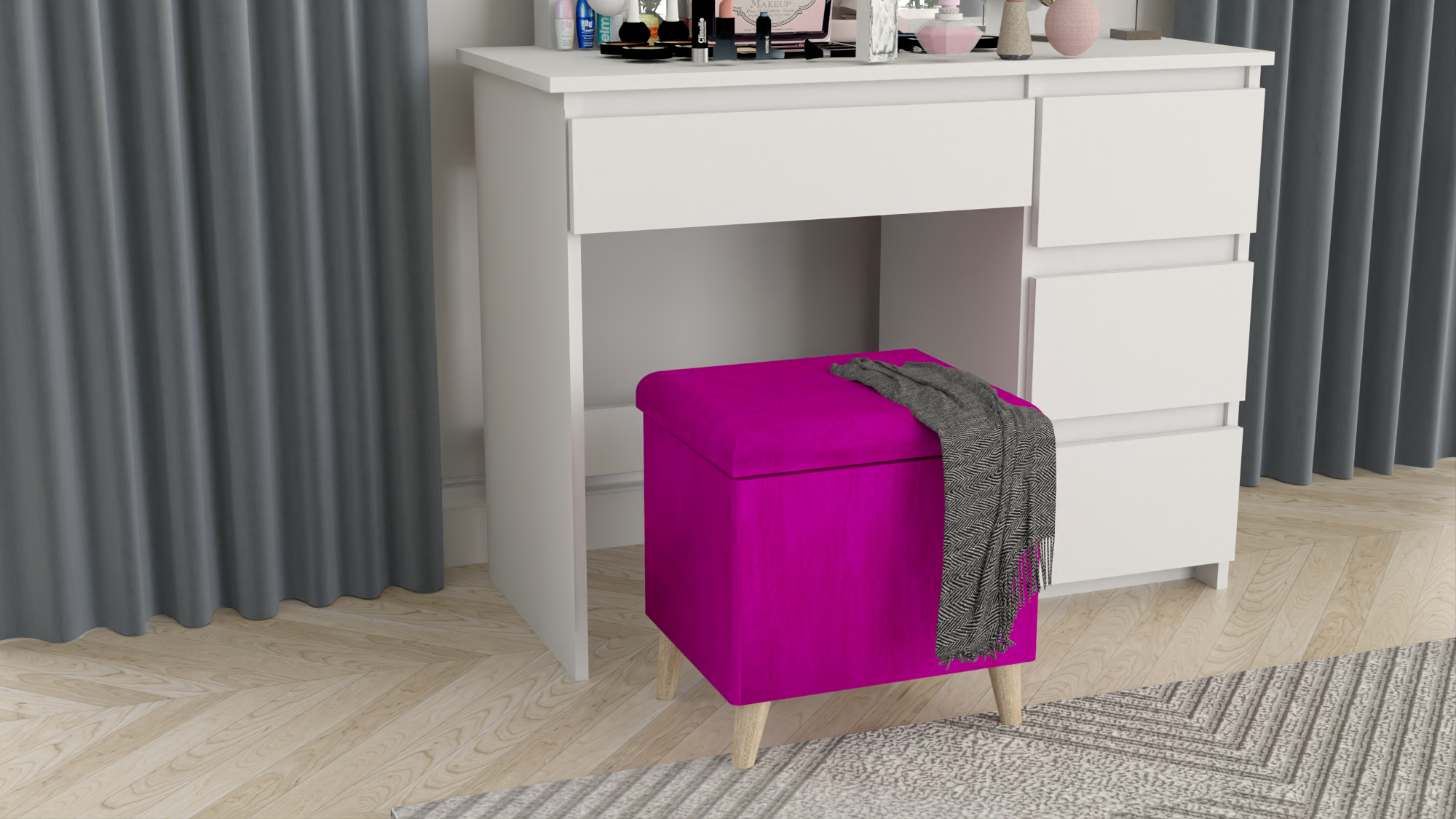 PUFA taboret skrzynia kufer skandynawski BUTELKOWA ZIELEŃ - obrazek 12