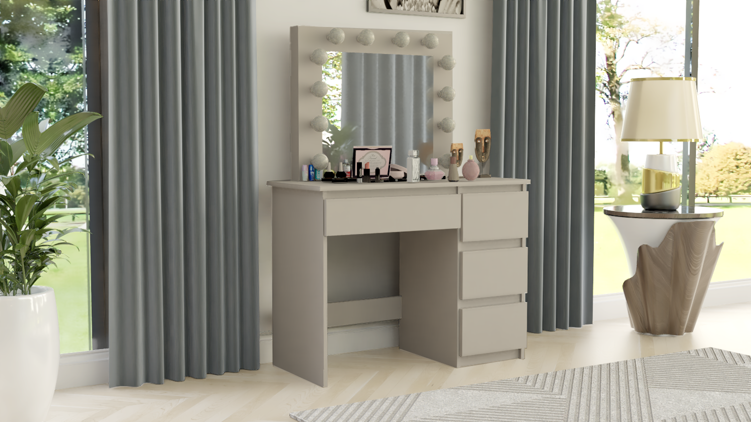 TOALETKA KOSMETYCZNA LUSTRO Z OŚWIETLENIEM 12x LED KASZMIR - obrazek 3