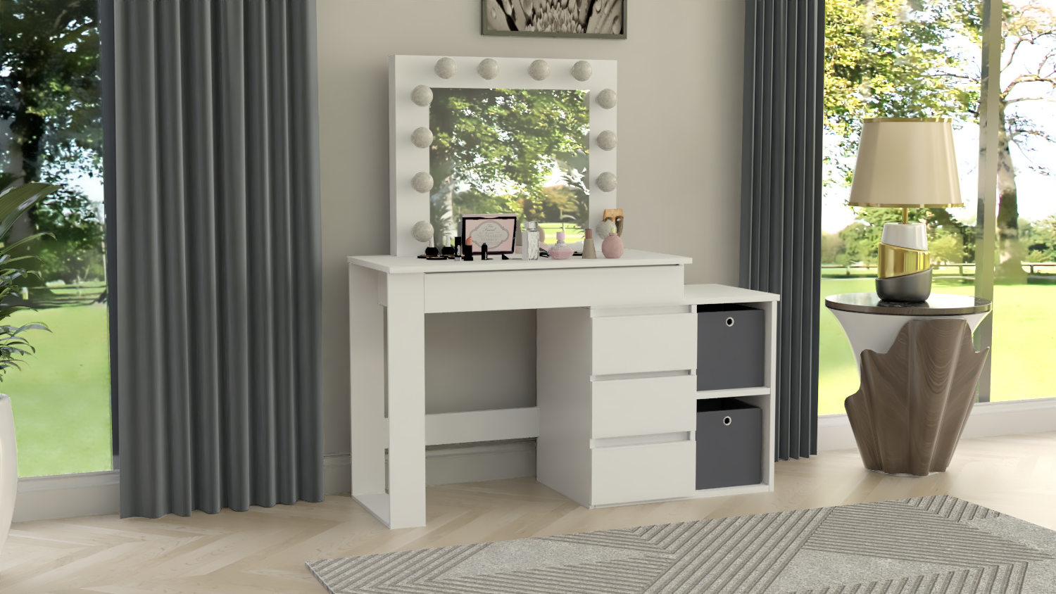 TOALETKA KOSMETYCZNA LUSTRO Z OŚWIETLENIEM 12x LED LIVIA - obrazek 6