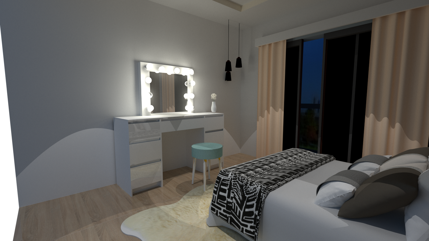 TOALETKA kosmetyczna BIAŁA z lustrem 12 LED BETI7 TABORET - obrazek 17