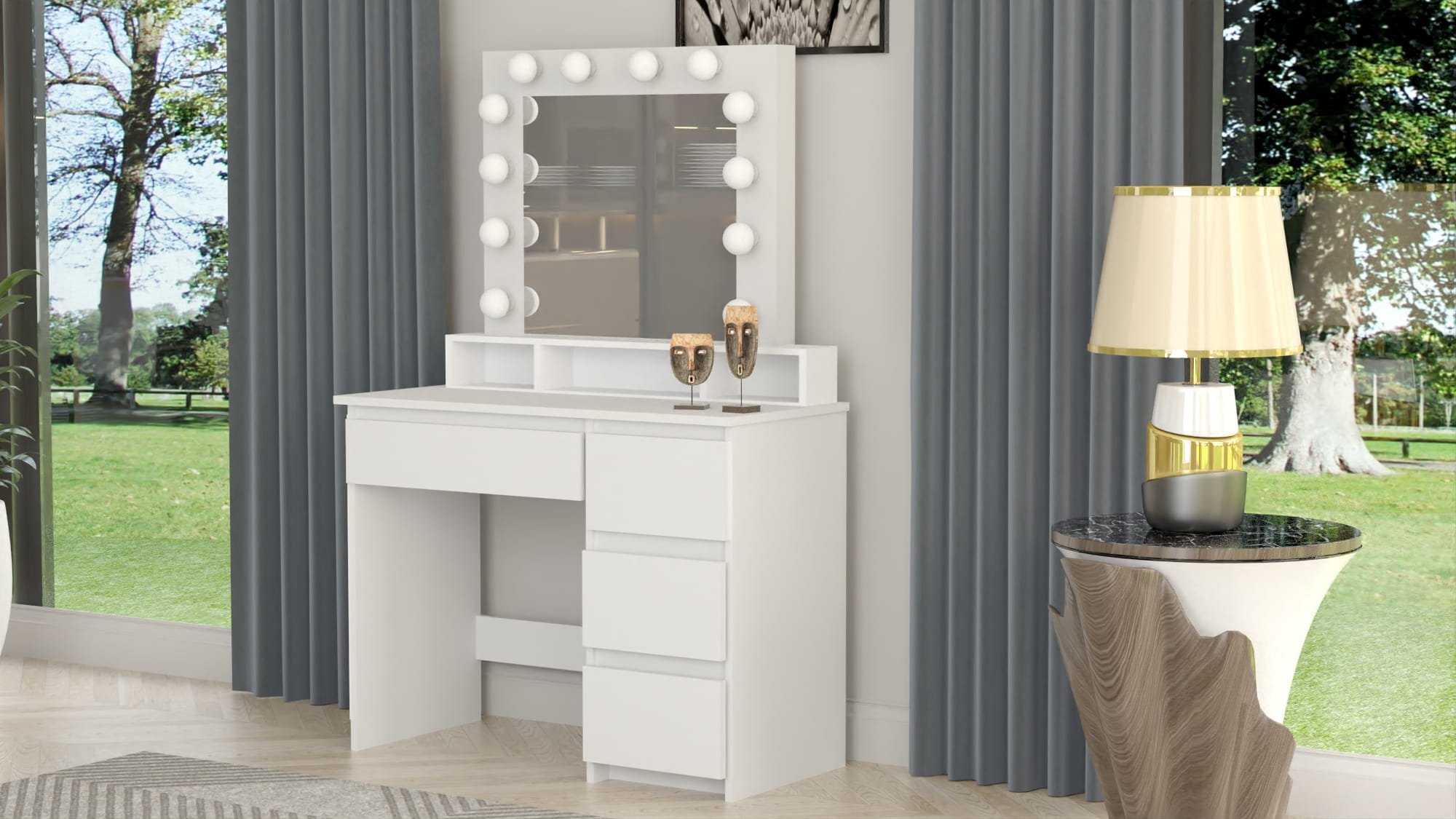 TOALETKA KOSMETYCZNA LUSTRO Z OŚWIETLENIEM 12x LED RL - obrazek 4