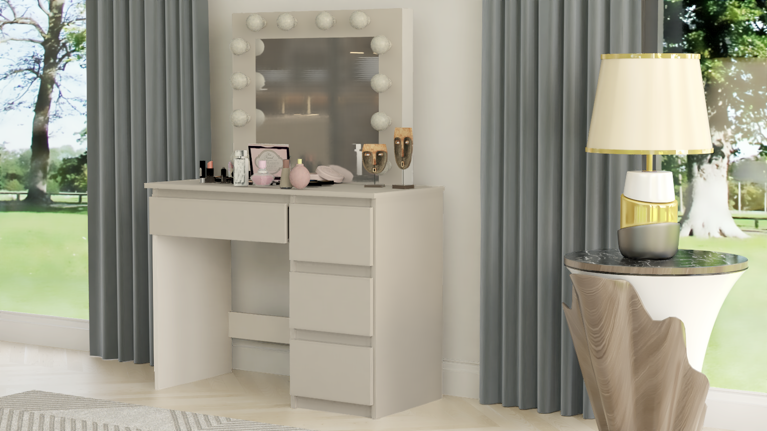 TOALETKA KOSMETYCZNA LUSTRO Z OŚWIETLENIEM 12x LED KASZMIR - obrazek 6