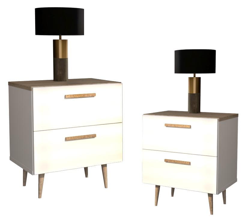 Szafka Nocna w stylu skandynawskim 2 szt NOE Biała - obrazek 2