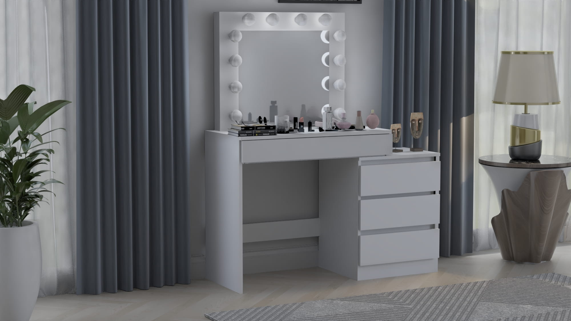 TOALETKA KOSMETYCZNA LUSTRO Z OŚWIETLENIEM 12x LED TABORET - obrazek 11