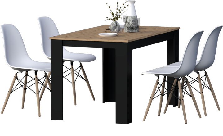 Stół + 4 Krzesła Nowoczesny Skandynawski Styl Loft Dąb Artisan