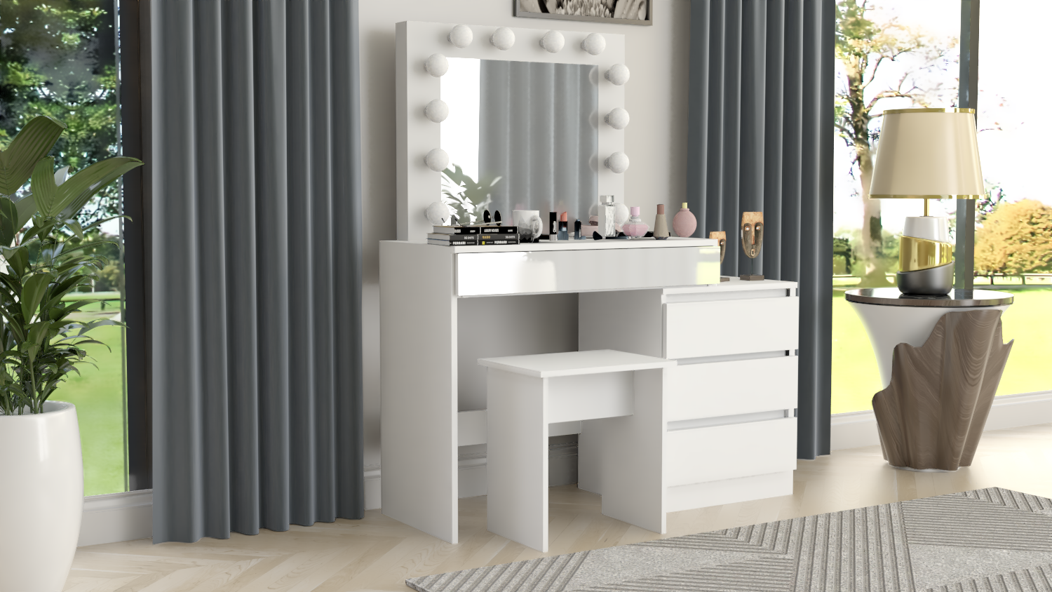 TOALETKA KOSMETYCZNA LUSTRO Z OŚWIETLENIEM 12x LED TABORET - obrazek 9