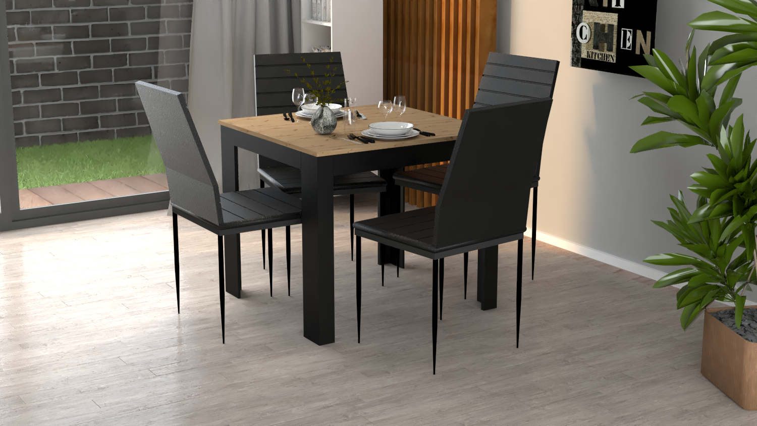 Nowoczesny zestaw do jadalni kuchni OLA STÓŁ i 4 KRZESŁA Dąb artisan - obrazek 3