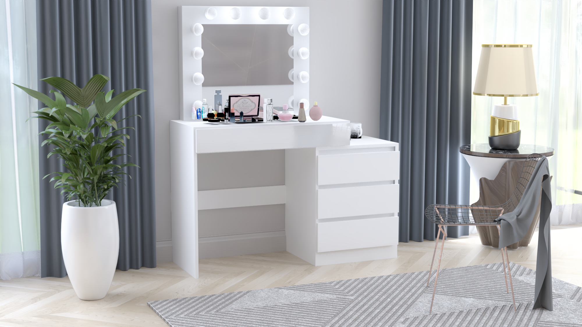 TOALETKA KOSMETYCZNA LUSTRO Z OŚWIETLENIEM 12x LED TABORET - obrazek 15