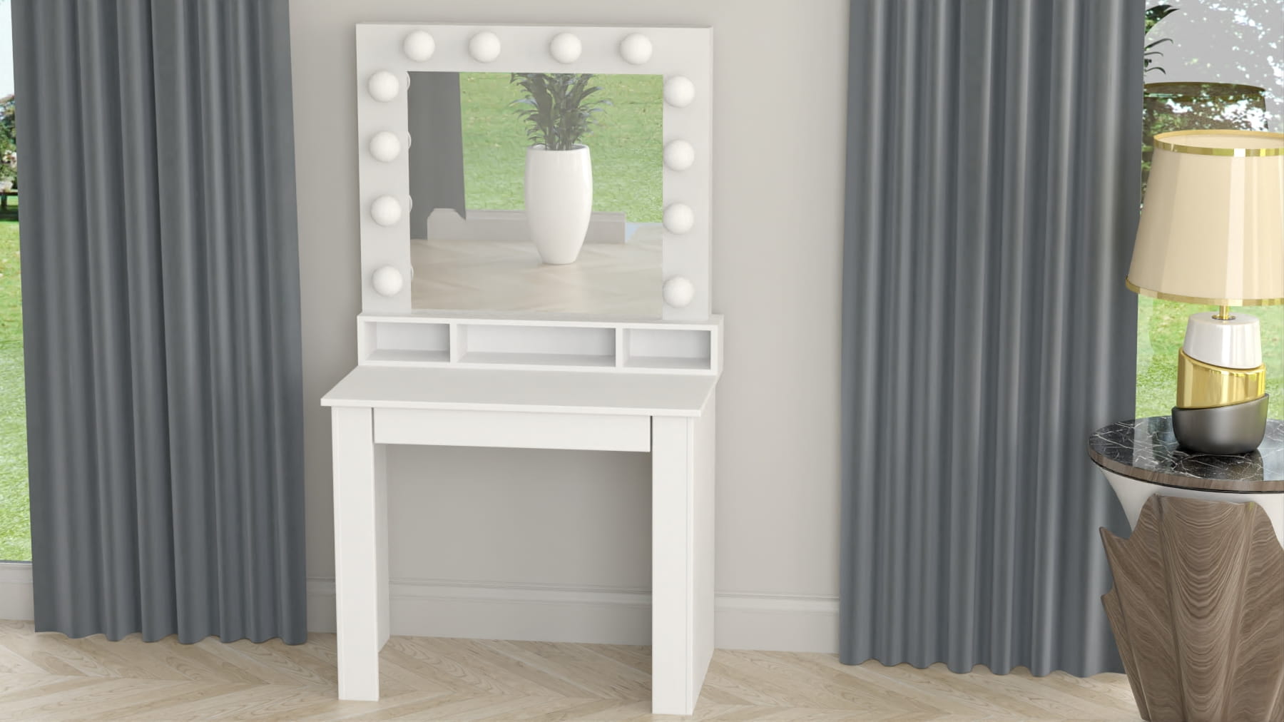 TOALETKA LUSTRO DO MAKIJAŻU WIZAŻU Z OŚWIETLENIEM 12 LED BETI1 ROYAL - obrazek 4