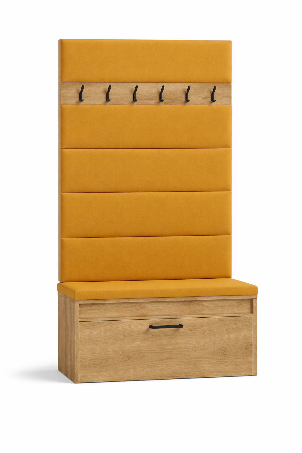 Zestaw Przedpokój IGO Szafka na Buty z Siedziskiem, Tapicerowane Panele i Wieszak Dąb Craft - obrazek 16